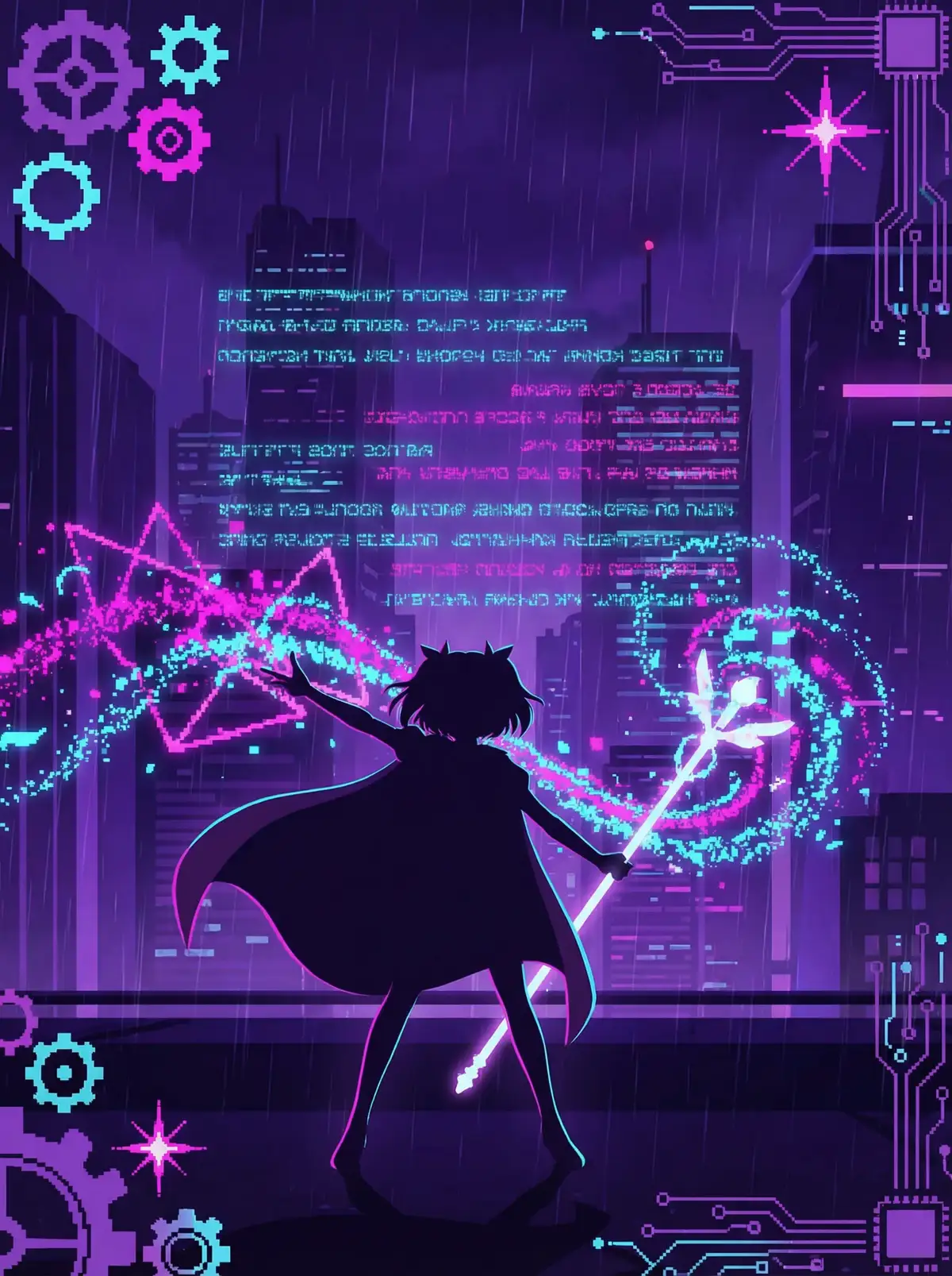 里番 作品封面 魔法少女赛博风